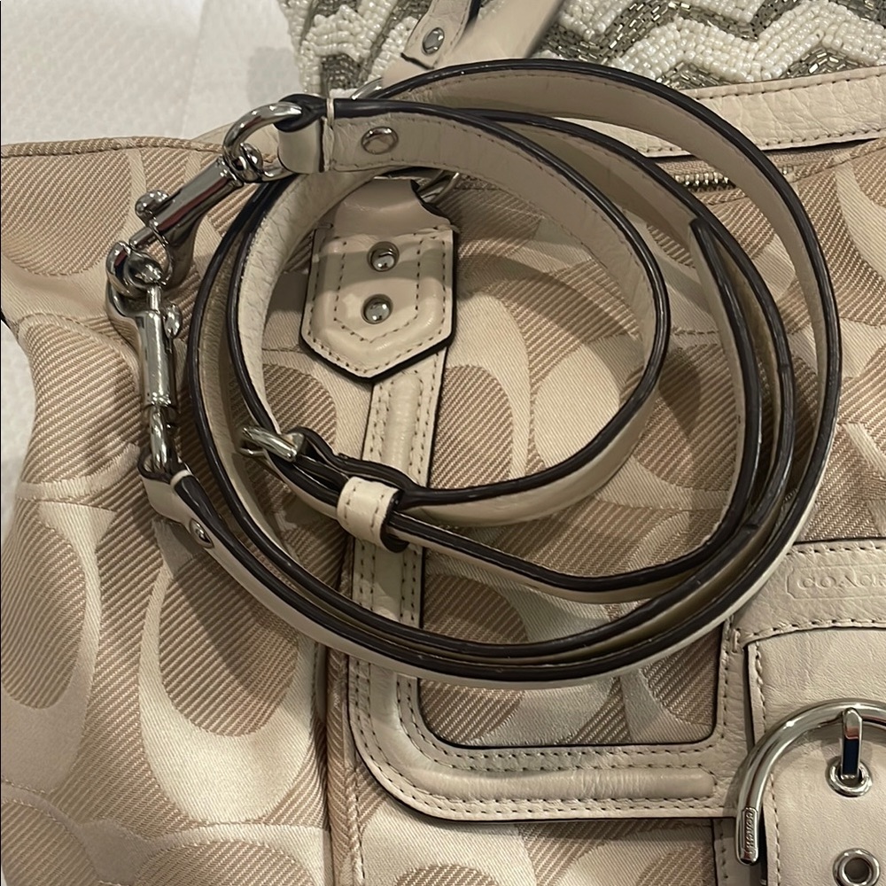 Coach Cream Tote Bag with Leather Trim - Picture 12 of 16